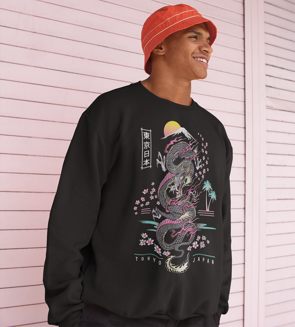 Japanese black men's sweatshirt