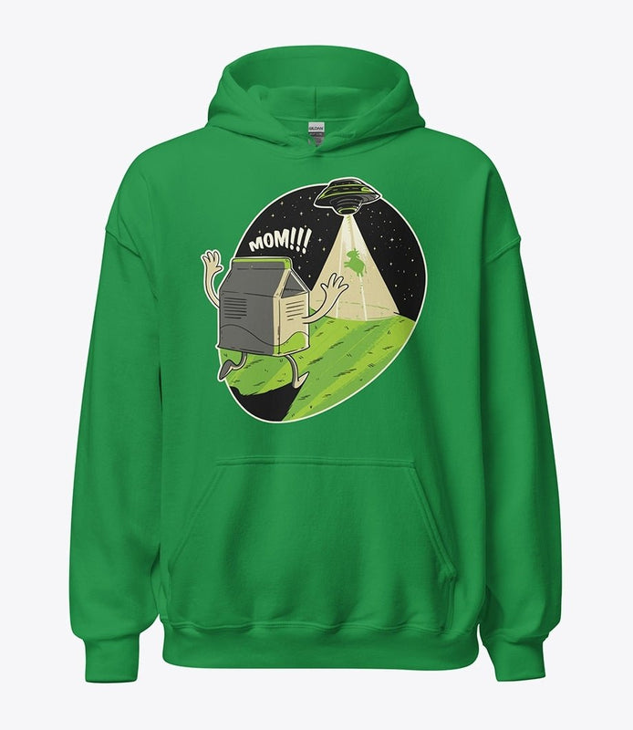 Funny aliens and cow pullover hoodie