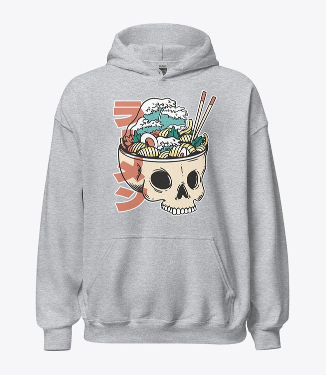 Great wave ramen skull hoodie