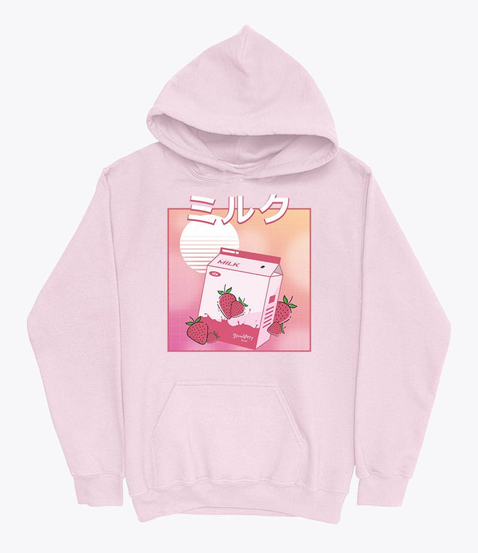 Pink strawberry milk hoodie