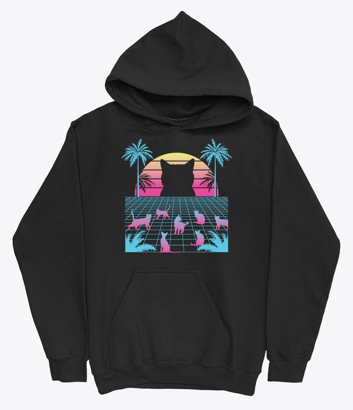 Cat vaporwave hoodie sweatshirt